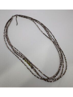 Peridot Chip Multi 4 Strand Silver Tone Bead Necklace Accent 24in